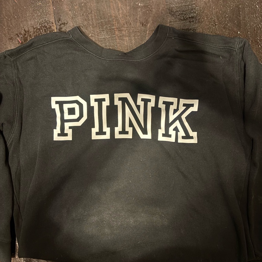PINK Victoria's Secret Black Sweatshirt with White Logo